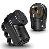 True Mods NEMA 14-50P/50R 125/250VV 50A RV Power Cord Male/Female Replacement Socket Plug Combo Kit for 6/3 + 8/1 AWG 4-Wire Cord [EZ Grip Handle] [ETL Listed]