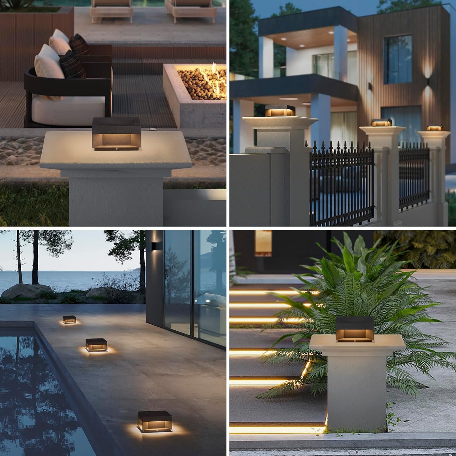 Outdoor Modern Post Light,7.87" High Voltage Wired LED Fence Deck Cap Light Waterproof Small Column Lamp Pillar Lighting for Flat Surface Patio Garden Decoration(100-120V AC)