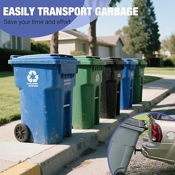 2 Trash Can Hauler Hitch, Trash Can Hitch, Trash Can Hauler, Garbage Hauling Towing Hitch Attachment,Trash Tow Truck Grab Hook Receiver Fit for Lawn Mower Garden Tractors (Black)