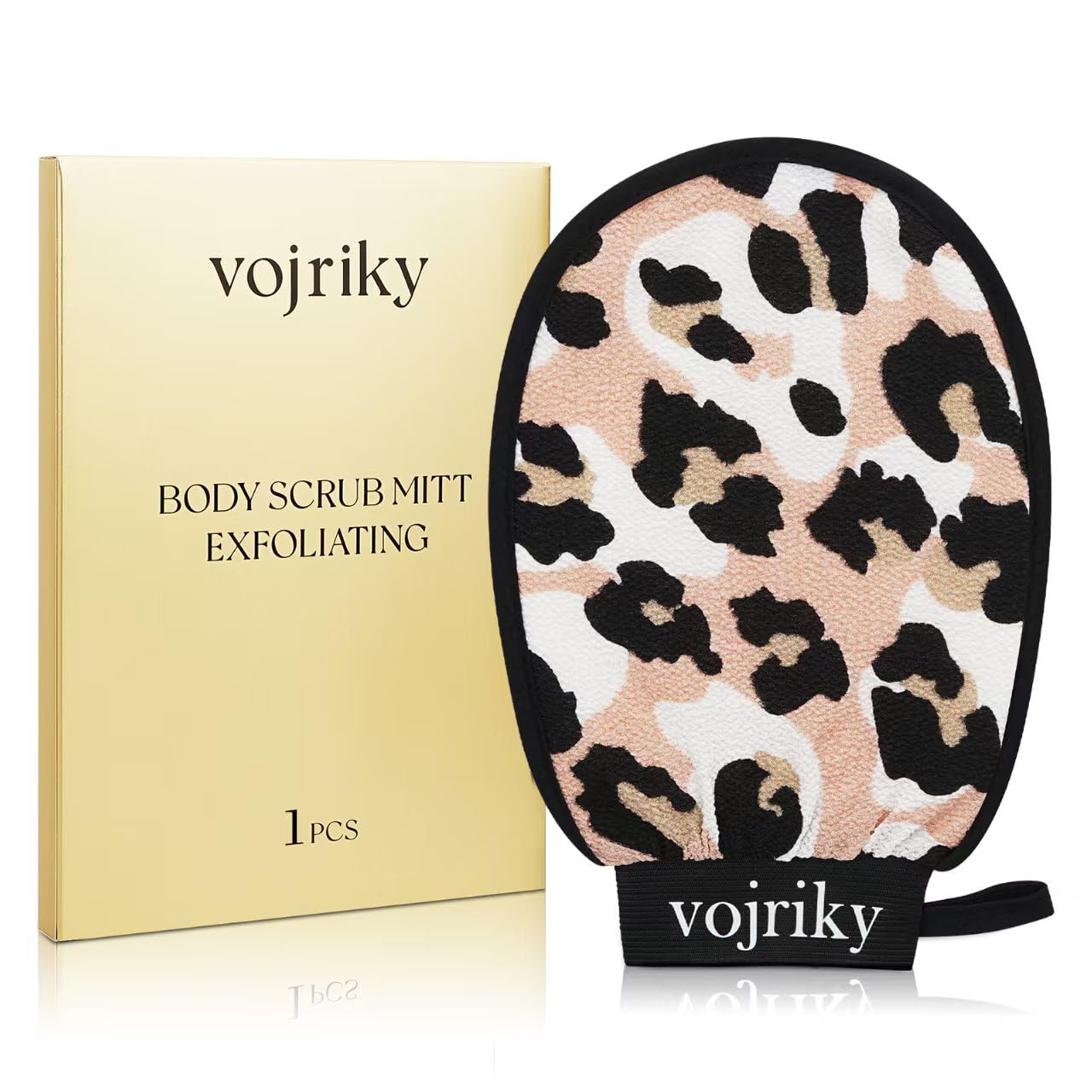 1PCS Durable Body Scrub, Dead Skin Remover & Body Scrubber Exfoliator, Body Exfoliating Gloves for Shower, washcloth exfoliating, exfoliating Glove for Smooth Skin (Leopard Print)