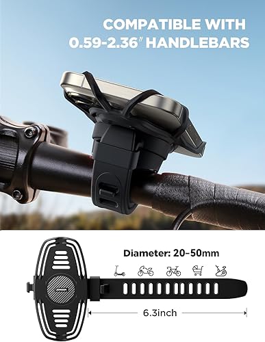 Miniatura 6 de JOYROOM Soporte de teléfono para bicicleta, soporte de teléfono actualizado 2024 para bicicleta compatible con teléfono grande de 7.2 pulgadas y