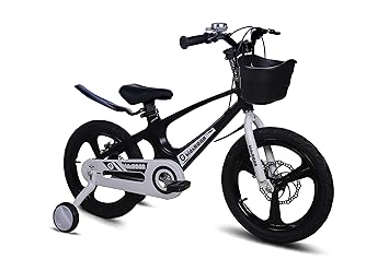 KidsROAR Cycle for Unisex Kids (2 to 7 Years) with Alloy Magnesium Frame (8 Inches) , Wheel Size 16T / Inches - Lifetime Frame Warranty, Adjustable Handlebar (Black)