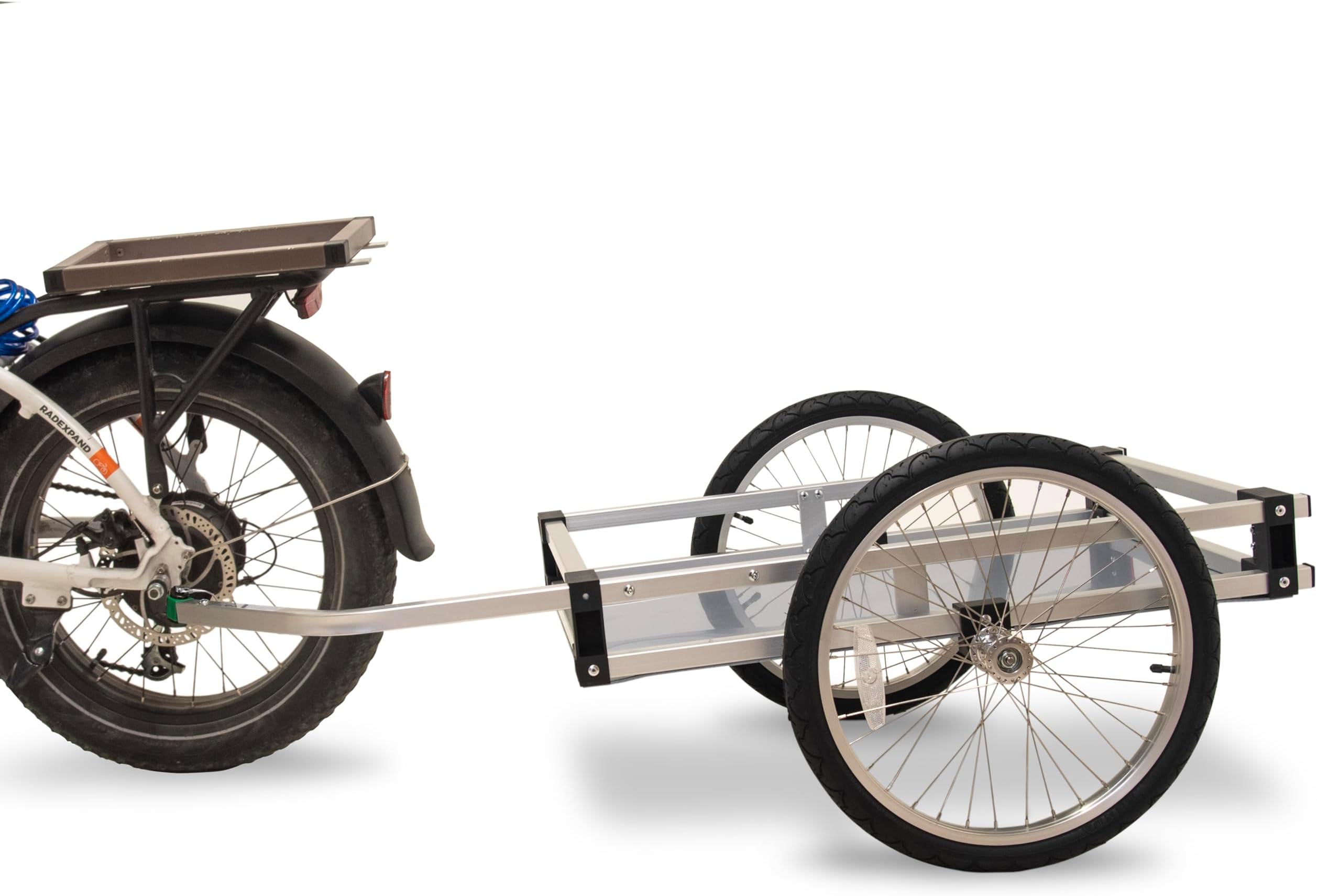 WIKE Heavy Duty Aluminum Flatbed Bike Trailer: Inside Cargo dims 56cmWx77cmL, max Payload 125lbs - Comes with Easy-Install Steel Bike Hitch, Steel-Reinforced Aluminum towbar, 2-20" Pneumatic Wheels