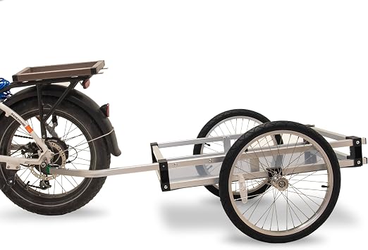 WIKE Heavy Duty Aluminum Flatbed Bike Trailer Inside Cargo dims 56cmWx77cmL, max Payload 125lbs - with Easy-Install Steel Bike Hitch, Steel-Reinforced Aluminum towbar, 2-20" Pneumatic Wheels