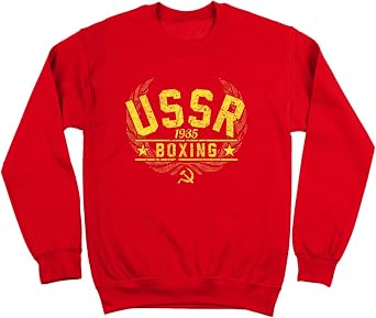 USSR Boxing Funny Retro Box Rounds Gloves USA 80s 90s Hammer Sickle Soviet Union Mens Sweatshirt