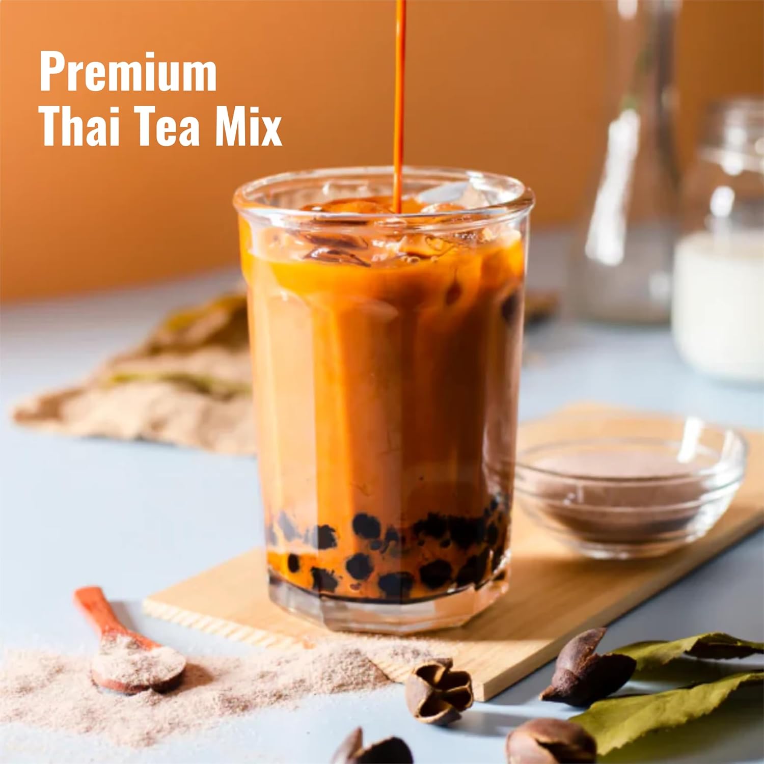 MOCAFE Thai Tea Powder Mix, Café Crafted Instant Sweetened and Creamy Beverage, 3 Pound Bulk Bag