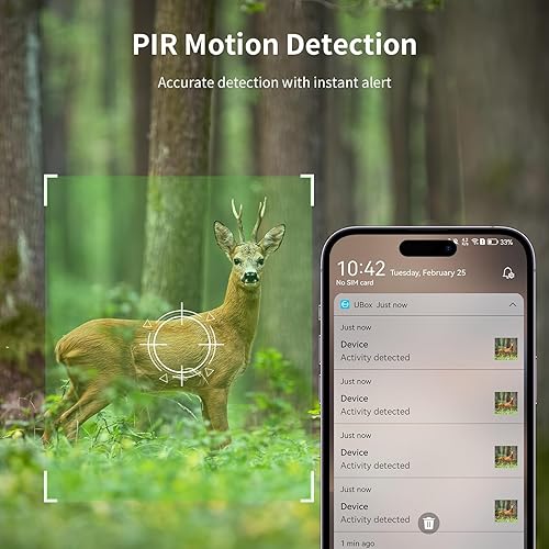 Miniatura 5 de SEHMUA Cellular Trail - Paquete de 2 cámaras de juego alimentadas por energía solar 2K con plan de datos ilimitado, tarjeta SIM incorporada 4G LTE,