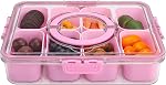 Snackle Box Container with Lid & Handle, Airtight Divided Snack Organizer, Portable Charcuterie Board for Travel, Road Trips, Picnic, Fruits, Veggies, Candy & Nuts