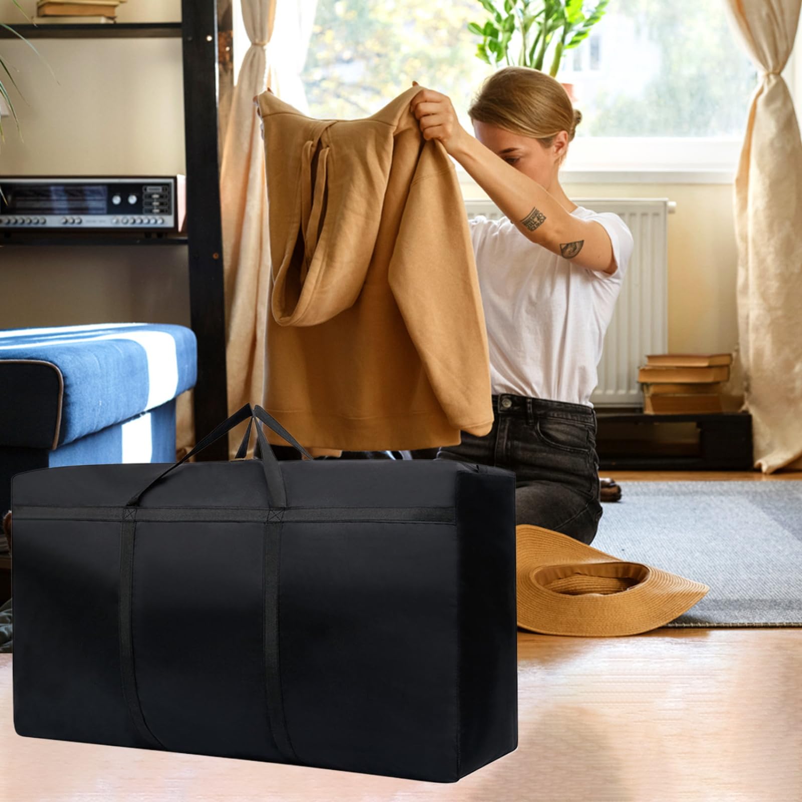 Borsa Contenitore, Borsa da Viaggio Extra Large da 180 L, Borsa da Trasporto da 600D Resistente con Cerniere e Maniglia, Borsa per Riporre Piumini, Vestiti e Biancheria da Letto (1 Pezzo)