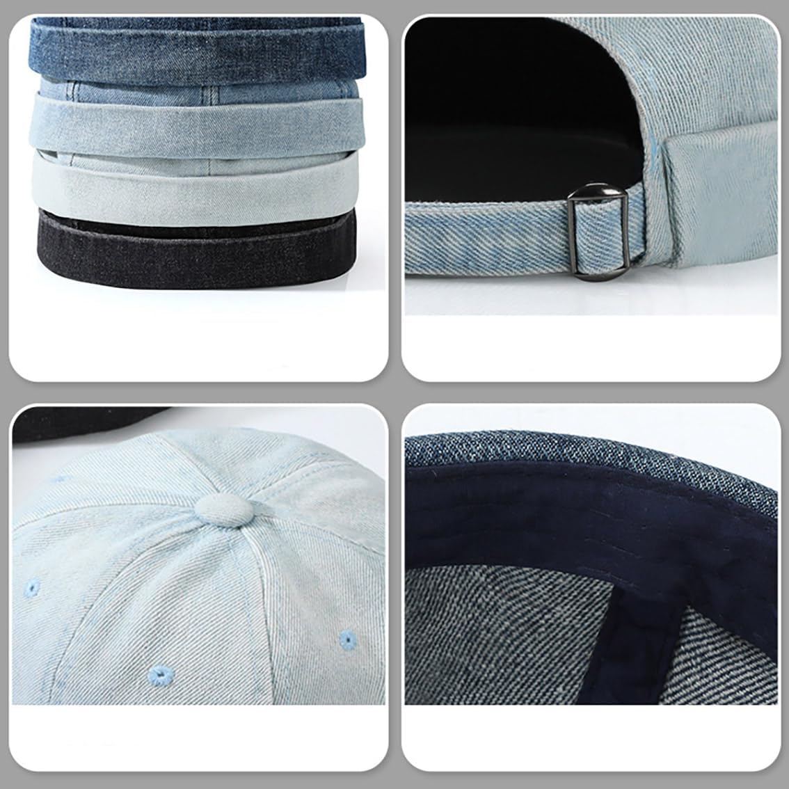 YAMEE Czapka dokerka unisex denim, bez brzegów czapka na zegarek z podwiniętym mankietem damska stylowa czapka żeglarska męska oddychająca regulowana czapka portowa damska vintage czapka zimowa damska
