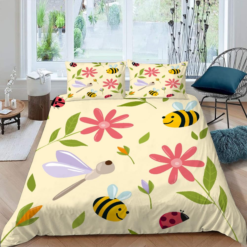 Housse de couette 2 personnes abeille 220x240 pour une chambre nature et cosy