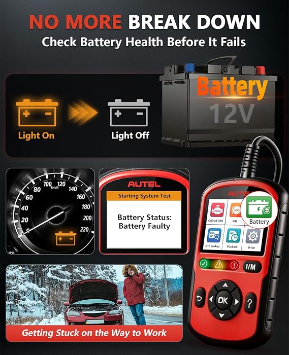 Autel OBD2 Scanner AutoLink AL549, Car Check Engine Code Reader with ABS, Car Battery Tester & Alternator Tester, Plug and Play, Upgrade Ver. of AL519 AL319 AL329 ML519 OBDII CAN Diagnostic Scan Tool