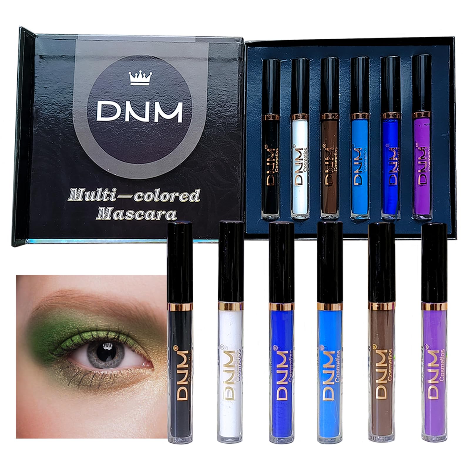 MKNZOME Juego de Rímel de Colores de 6 Colores, Mascara de Pestañas, Rrimmel Waterproof Maquillaje de Ojos Natural Para Alargar, Dar Volumen, de Larga Duración Perfecto Waterproof