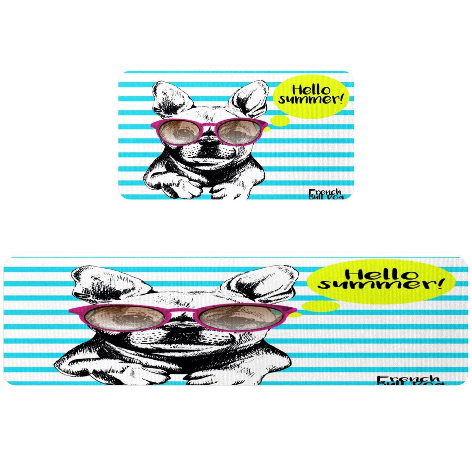 Alfombrillas de cocina con bulldog protectoras y absorbentes para el suelo de la lavandería