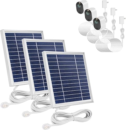 Uogw Paquete de 3 paneles solares y cable de carga para Arlo Pro 3Arlo Pro 4Arlo UltraUltra 2, con cable de alimentación magnético impermeable de