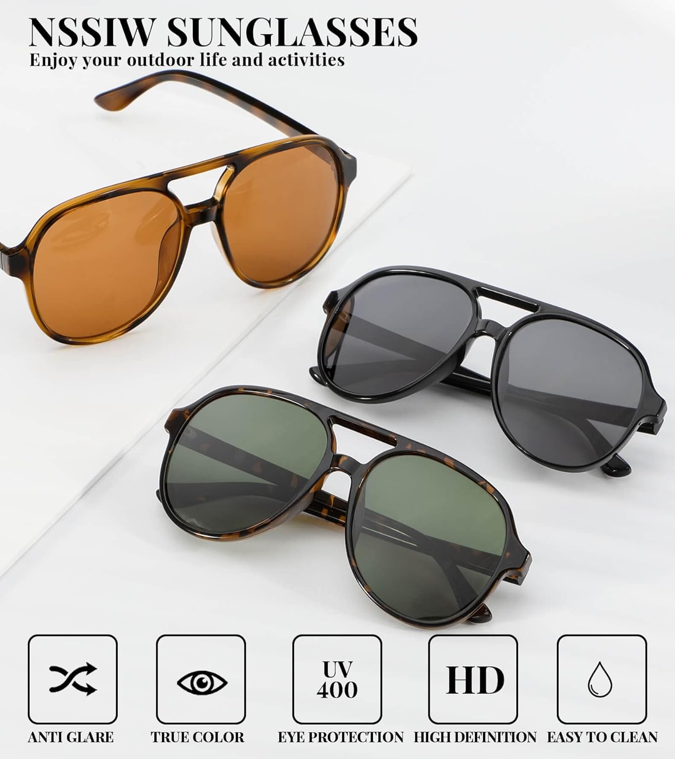 NSSIW Retro Aviator Sunglasses for Women and Men, Polarized Vintage 70s Sun Glasses with UV Protection - Image 3