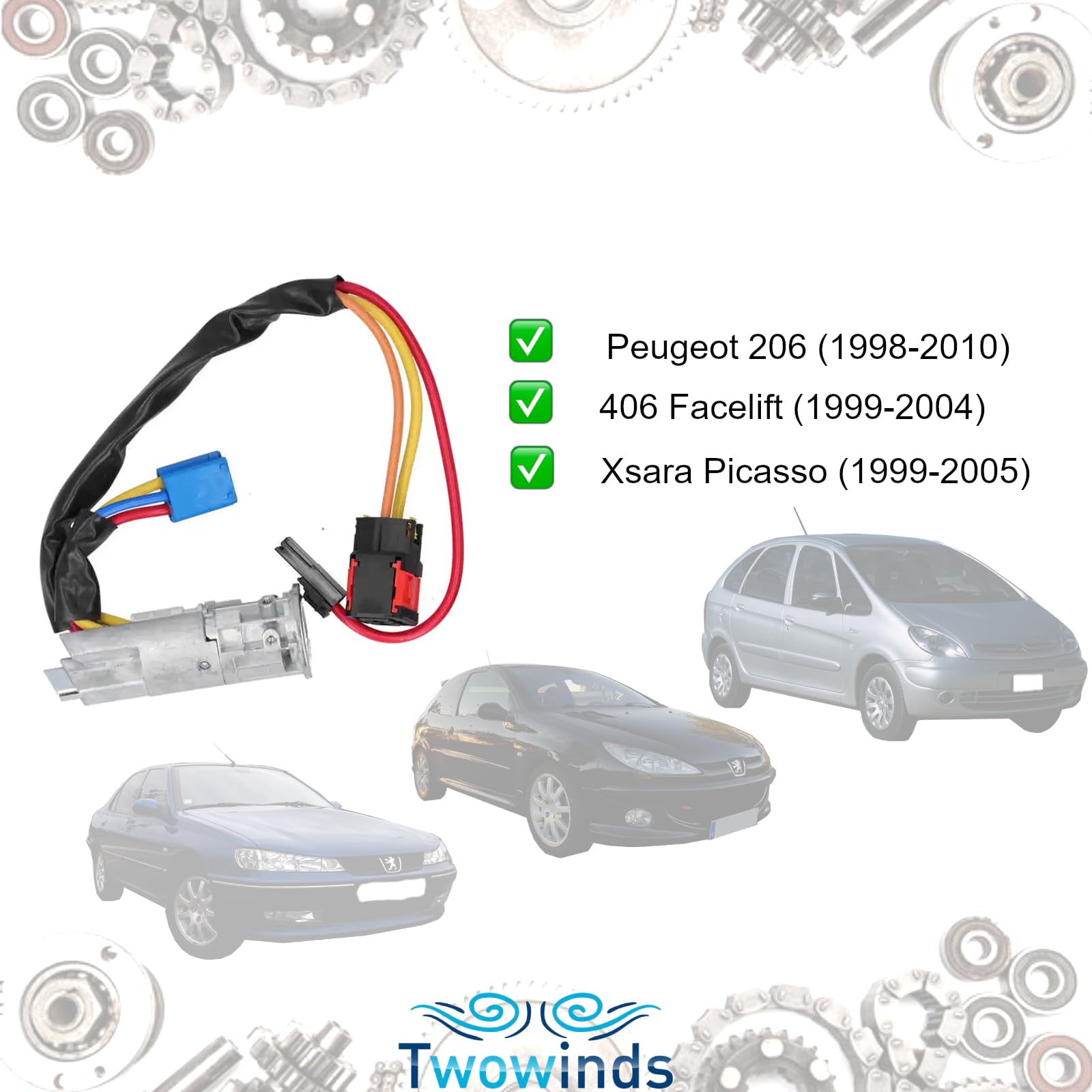 Twowinds Interrupteur Démarrage Compatible avec Peugeot 206 (1998-2010)