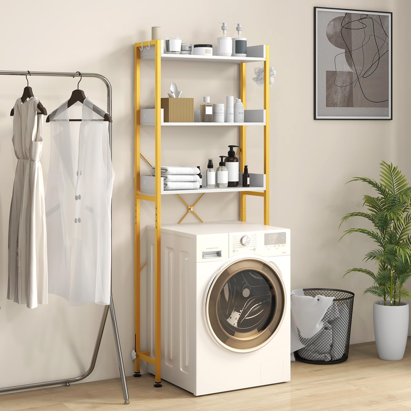 Meuble wc au-dessus des toilettes à 4 niveaux avec étagère réglable