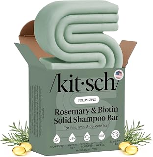 Kitsch Rosemary & Biotin Shampoo Bar for Hair Growth, Thickening, Volume & Strength - Paraben, Sulfate, Silicone-Free, Made in USA, 3.2oz