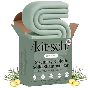 Kitsch Rosemary Biotin Shampoo Bar - For Hair Growth Strengthening Thickening Volumizing Shampoo for Women and Men -
