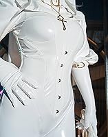 Vista 5 de miccostumes x Chowbie Sisters - Disfraz de monja para mujer, overol blanco con cuello y diadema y collar