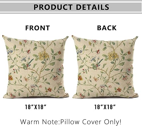 Miniatura 2 de eshabear Funda de almohada de 18 x 18 pulgadas, decoración del hogar, diseño de vid de viento chino, flor de algodón, funda de cojín para sofá (18 x