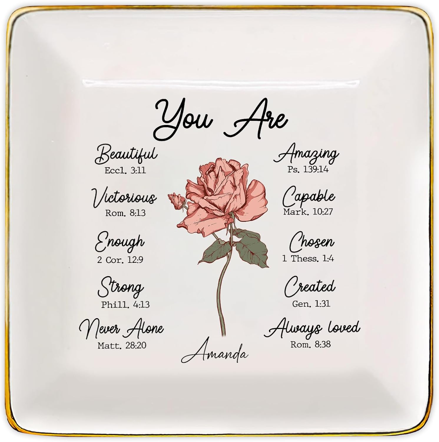 Gossby Personalized BFFs Jewelry Tray - Custom Best Friend Gift For Women - Birthday Xmas Gifts For Bestie, Sisters - Inspirational Coworker Gifts For Women - Personalized Jewelry Dish For Her - Ver 7