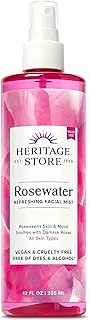 Heritage Store Rosewater, Refreshing Facial Mist for Glowing Skin, With Damask Rose Oil, All Skin Types, Rose Water Spray ...