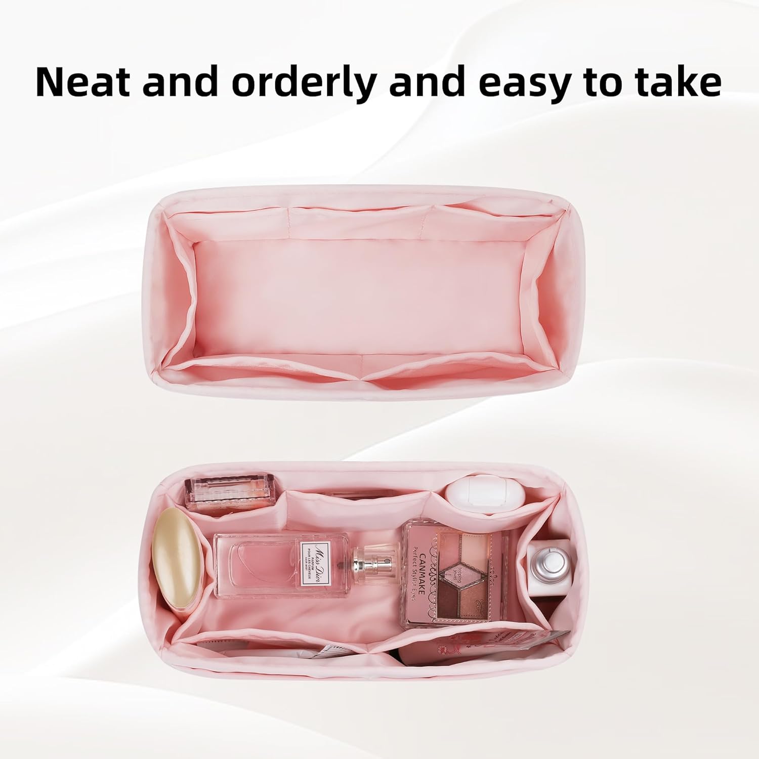DGAZ Purse Organizer Silky Smooth For LV Graceful PM/MM Bags,Silk,Luxury Handbag Tote in Bag Shapers (Pink, MM)