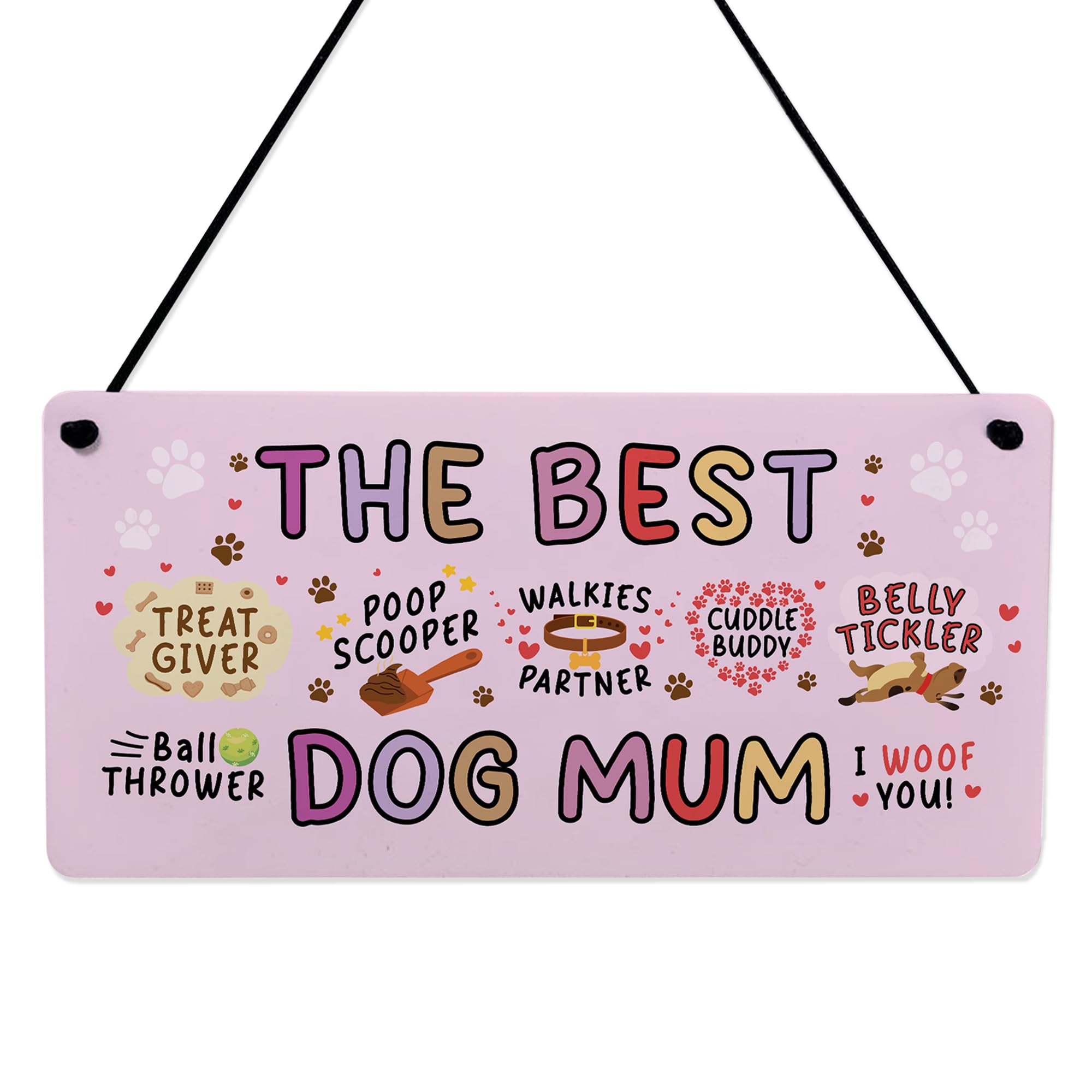 Red Ocean Funny Birthday Christmas The Best Dog Mum Gift Woof You For Mum Joke From Dog Puppy Novelty Owner Sign Keepsake