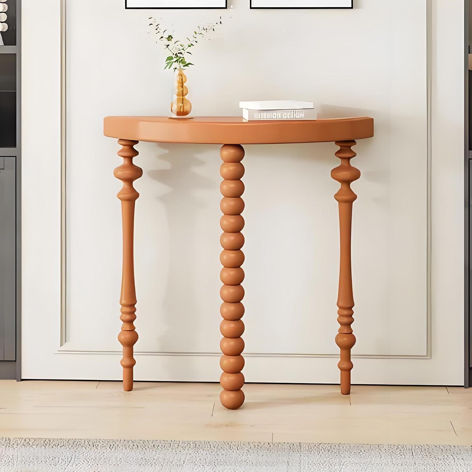 Mesa de sofa semicircular en madera maciza para decorar tu salon de forma elegante