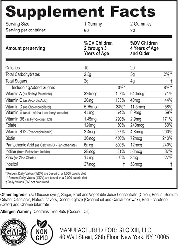 Miniatura 4 de Gomitas multivitamínicas para niños, 14 vitaminas esenciales, suplemento diario para mayores de 2 años, vitamina A, C, D, E, vegetariana B6 y B12,