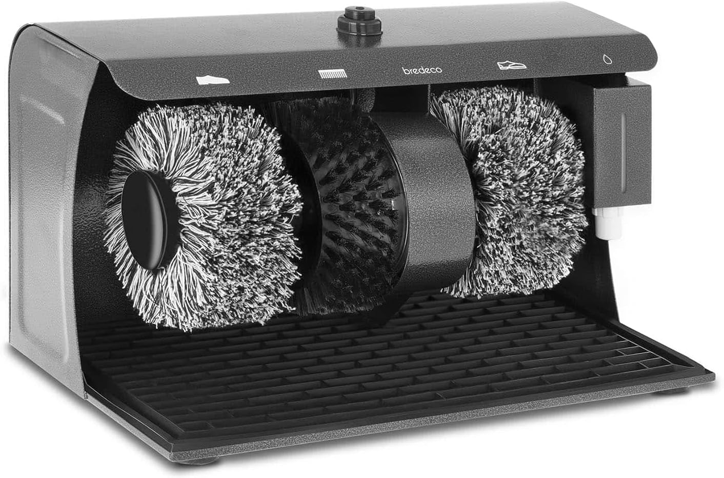 BC-S-POL3 Shoe Polisher Machine, 3 Brushes, 200 ml Shoe Cream Dispenser, Steel, Cream