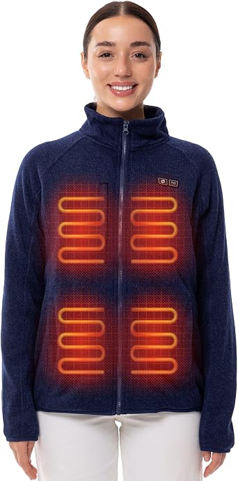 HENNCHEE Heated Fleece Jackets for Women with 12V 16000mAh Power Bank
