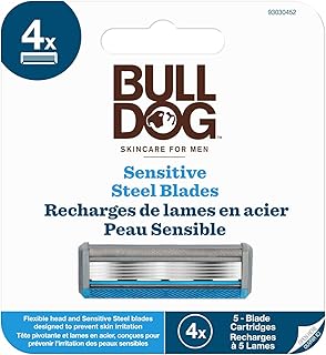 Lame di ricarica Bulldog Steel Sensitive - Confezione con 4 testine di ricarica compatibili con rasoi Bulldog . Compatibile con tutti i rasoi Bulldog