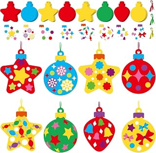 Qyeahkj 40 Sets Christmas DIY Art Paper Craft Kits Christmas Ball Ornaments Art Sets Winter Christmas Stickers Arts and Crafts Bulk for Kids Winter Holiday Xmas Classroom Activities Party Decorations