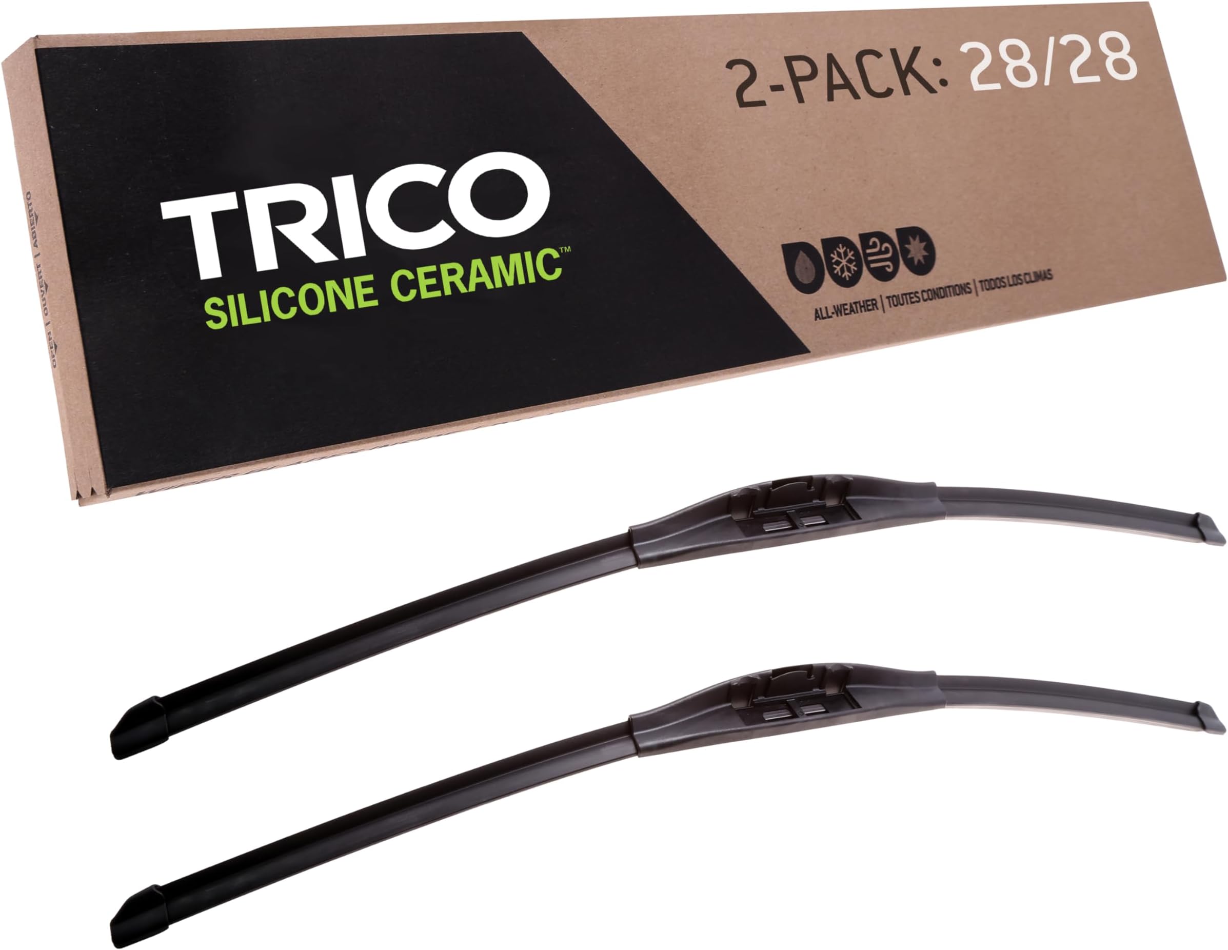 Silicone Ceramic Automotive Replacement Windshield Wiper Blade, Ceramic Coated Silicone Super Premium All Weather includes 28 inch & 28 inch Beam blades for Select Ford Models (90-28281)