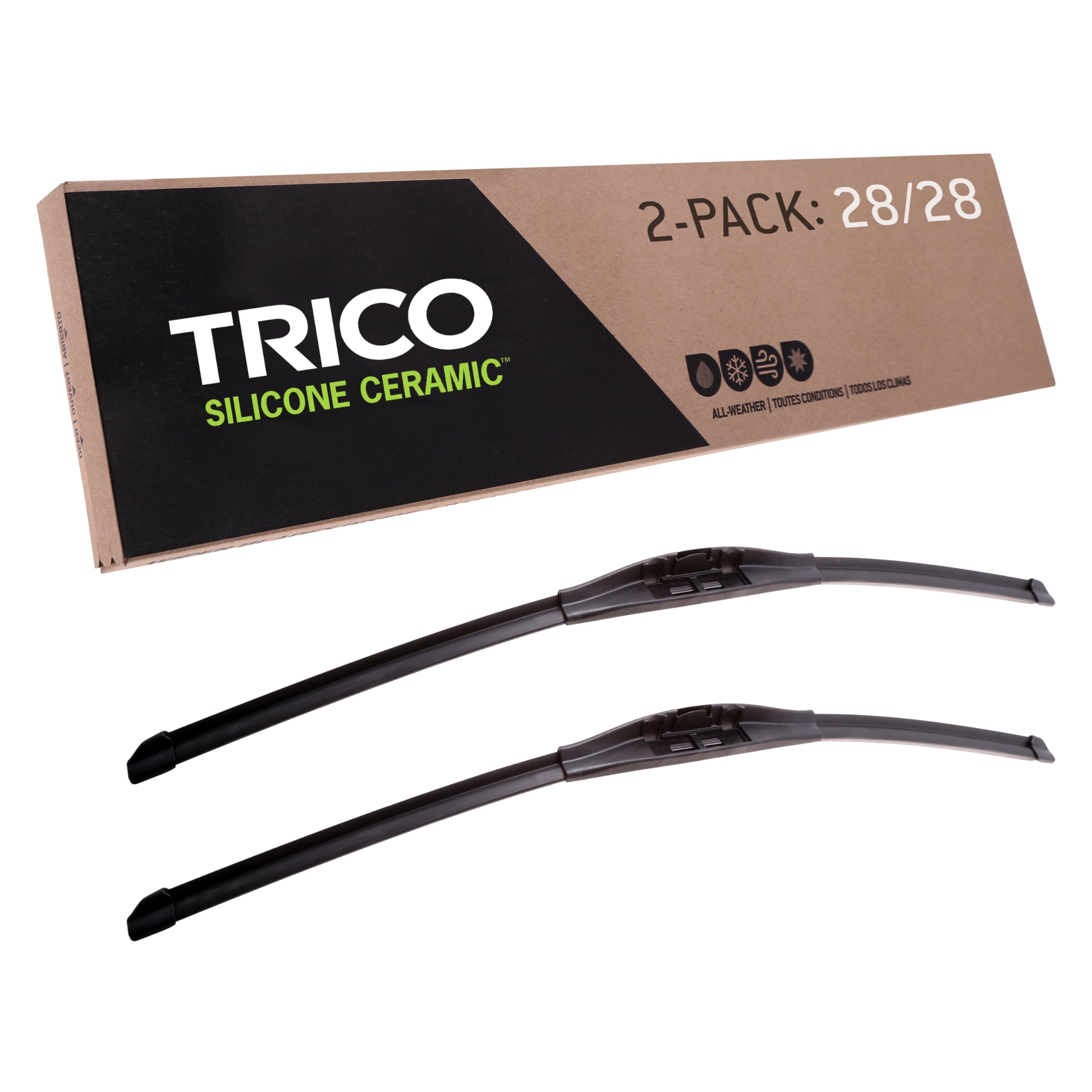 TRICO Silicone Ceramic Automotive Replacement Windshield Wiper Blade, Ceramic Coated Silicone Super Premium All Weather includes 28 inch & 28 inch Beam blades for Select Mercedes-Benz Models (90-2828)