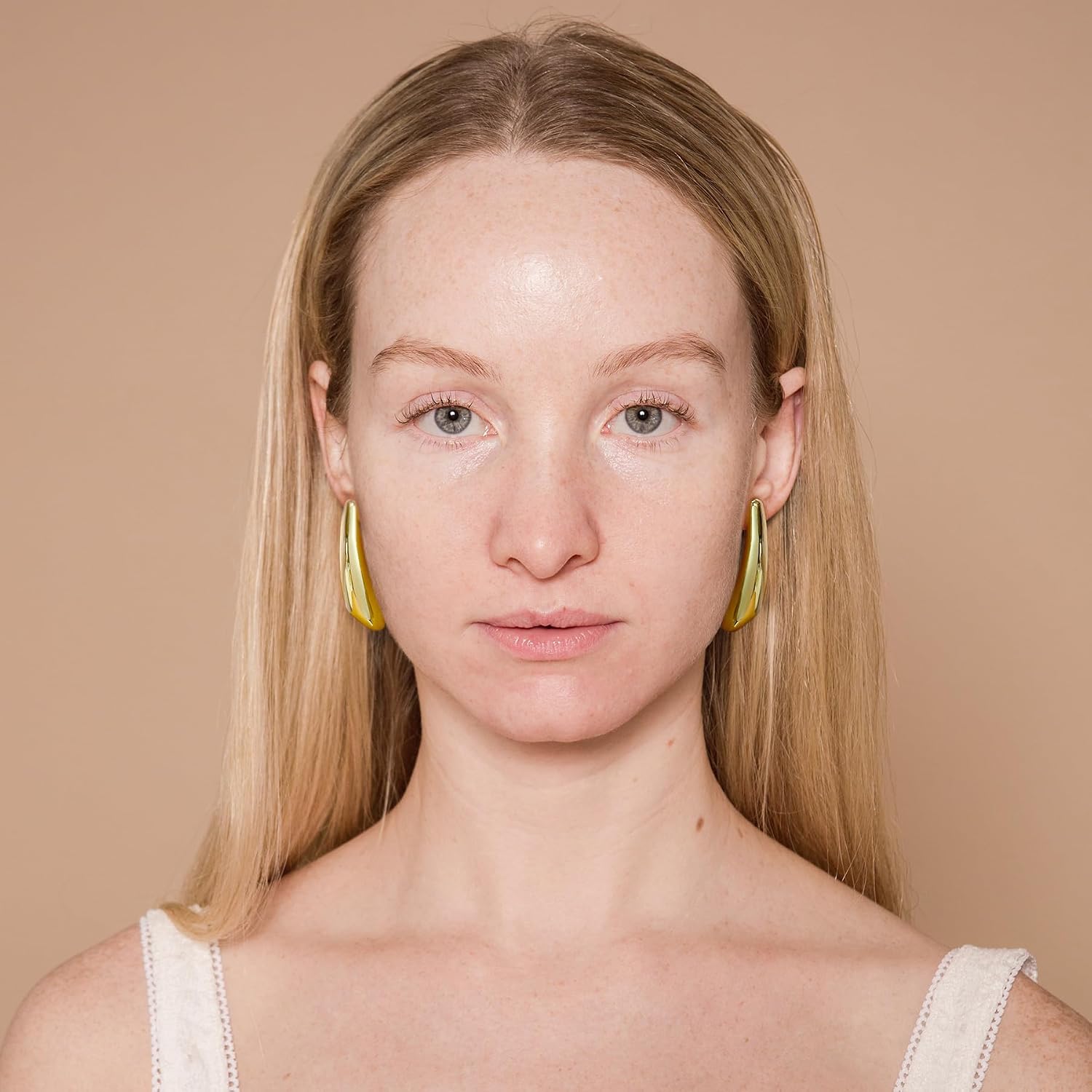 Chunky Gold Dangle Earrings For Women Gold Plated Statement Earrings Large Minimalist Geometric Long Triangle Exaggerated Stud Earring For Women Trendy image 3