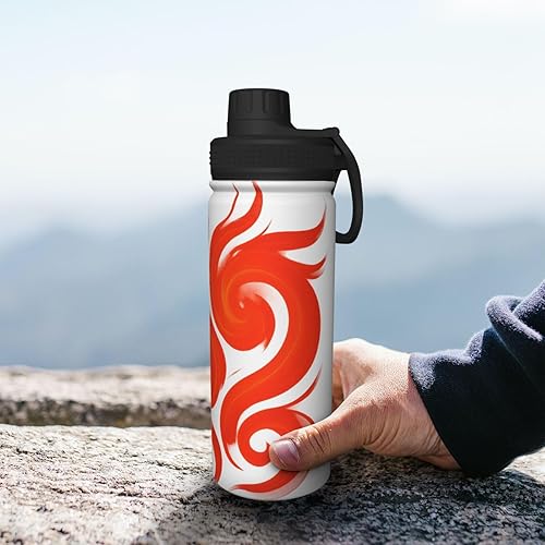 Miniatura 8 de Coral Amber Red Printed Insulated Water Bottle, 18oz Stainless Steel Funny Travel Mug, Leakproof Hot & Cold for Sports, Gym, Hiking