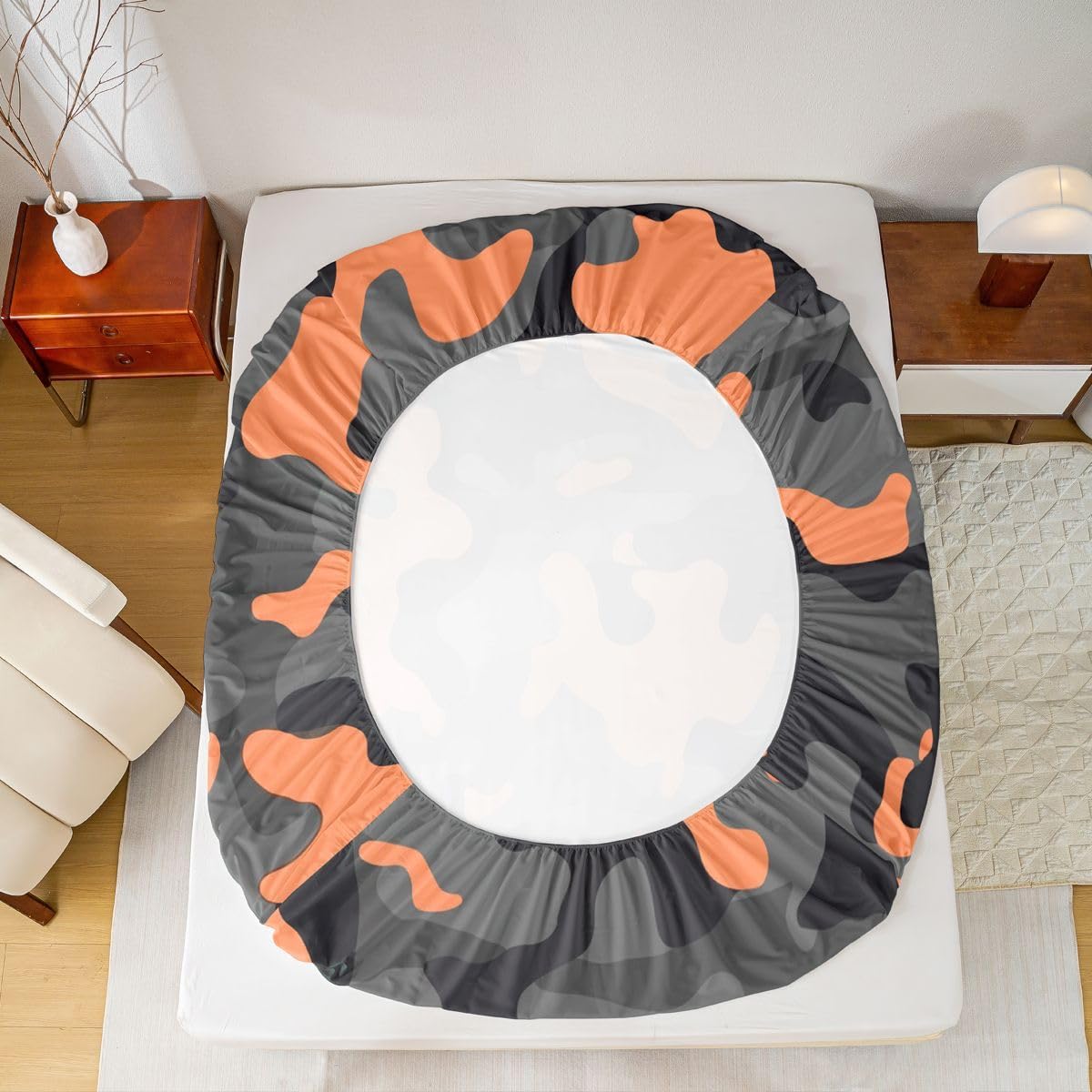 Feelyou Army Camouflage Bedding Sheets Teens Camo Bed Sheet Set for Kids Boys Girls Colorful Pattern Decor Bedding Fitted Sheet Orange Black Grey Bed Cover Bedroom Collection 3Pcs Queen Size