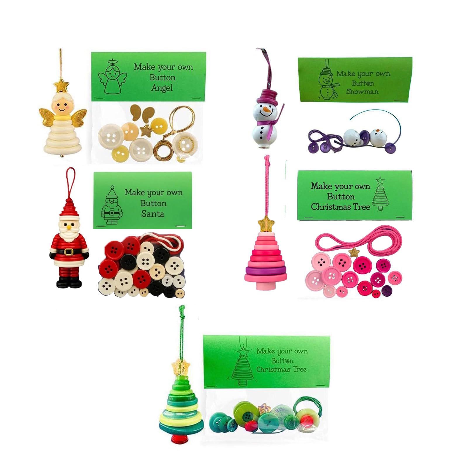 KIOALXZ Festive Decor Button Snowman Ornament Making Set For Christmas Yarn Snowman Diy Christmas Button Ornament Making Set