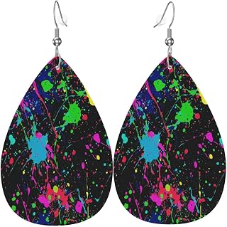 Vintage Asian Dragon Leather Earrings Teardrop Dangle Lightweight Leaf Earring Decoration Party Gift
