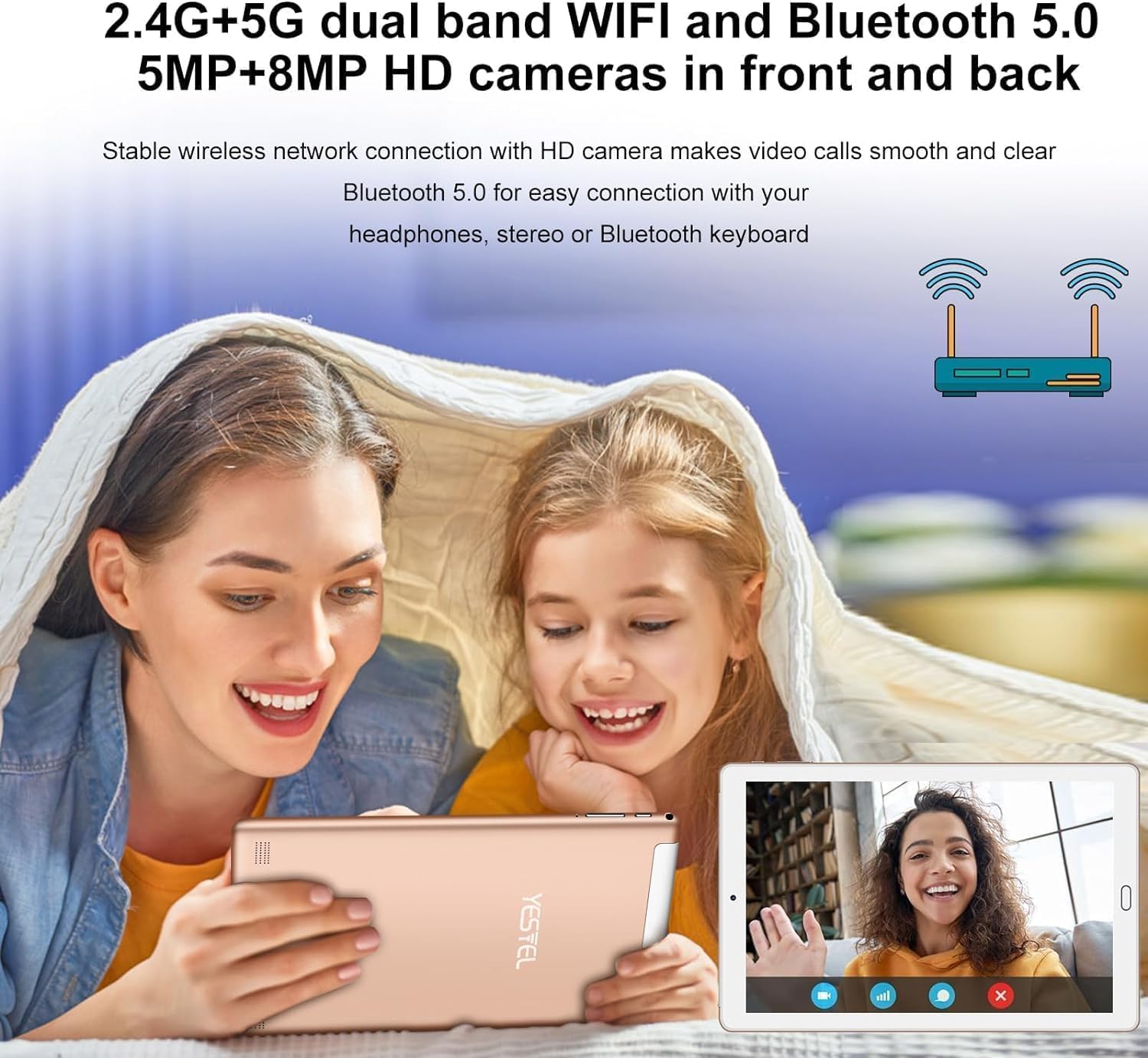 Android 13 Tablet 2025 10.1 inch Tablet with Octa-Core Processor,10GB RAM+64GB ROM (Expandable up 1TB), 5MP+8MP Dual Camera, 5G WiFi, Bluetooth 5.0, GPS, with Keyboard,Mouse - Gold