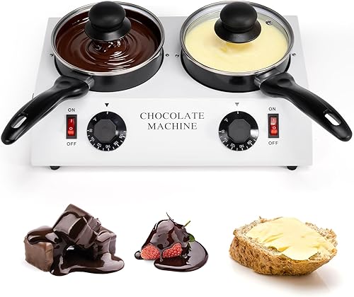 Dyna-Living Olla para Derretir Chocolate Máquina Templadora de Chocolate Dual para Derretir Chocolate, Máquina para Derretir Chocolate de 80W Olla
