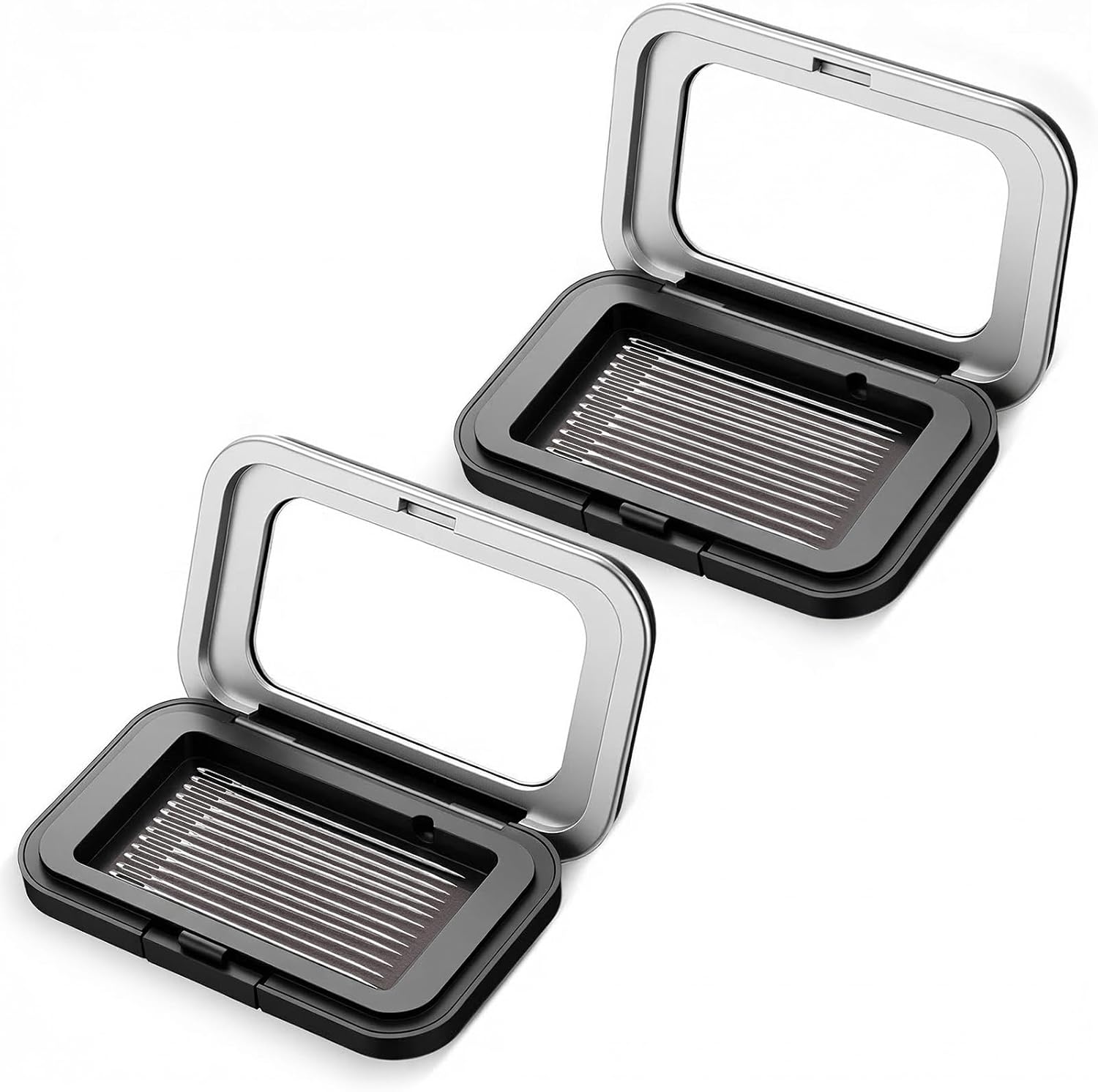 2 Pcs Magnetic Needle Case, 3.15 * 1.97 in Strong Needle Holder Case | with Clear Acrylic Lid, Secure Visible, Magnetic Needles Organizer, for Quilting & Crafts Black