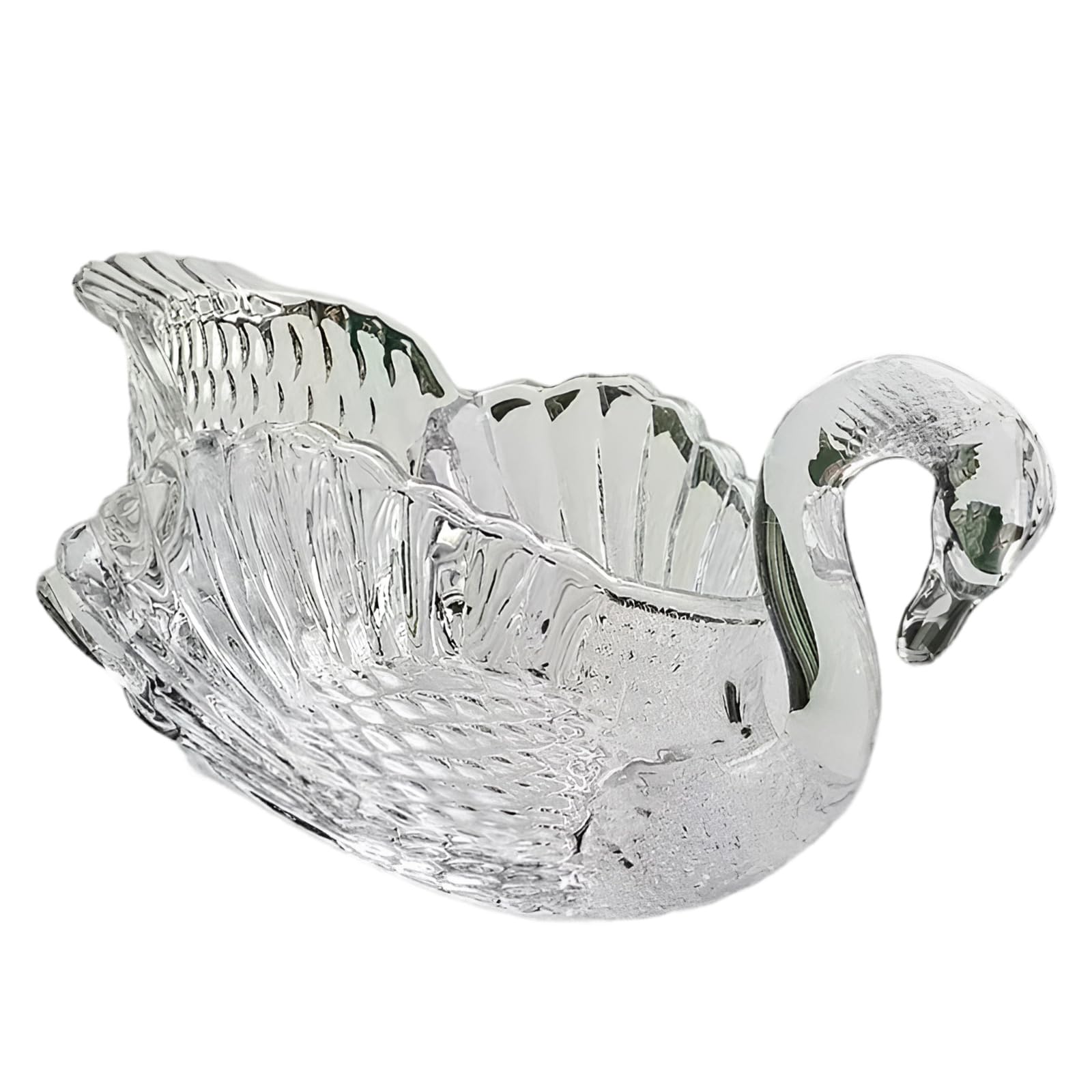 CAZSTYK Modern Cygne Pattern Glass Display Plate for Fruits and Decor Accent European Fashion Fruit Tray Modern Fruit Display