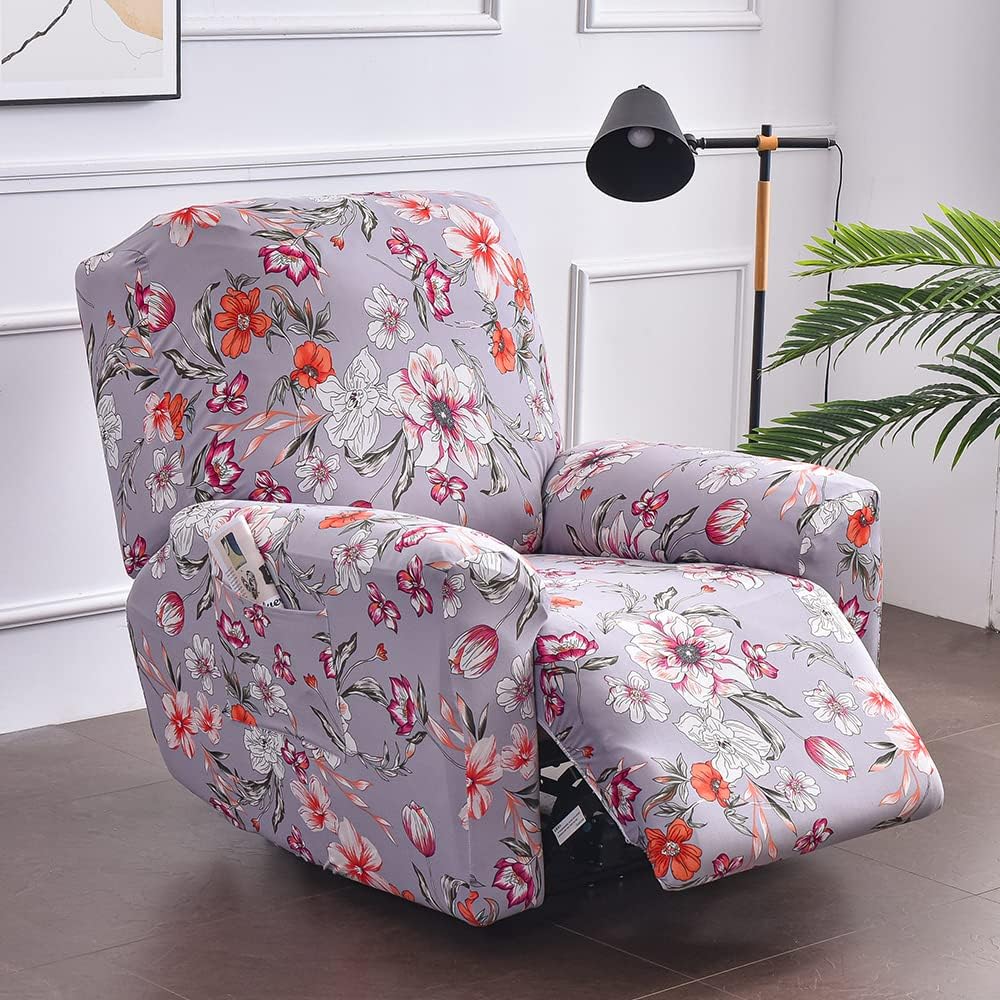 Armchair Covers Recliner Chair Covers 4 Pieces Relax Recliner Chair Slipcovers Spring Flowers