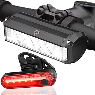Bike Light Set for Night Riding,Bright Rechargeable Bicycle Headlight Set High Beam Low Beam,USB LED Bicycle Light,Waterproof Bike Headlight and Taillight for Adult Kid Mountain