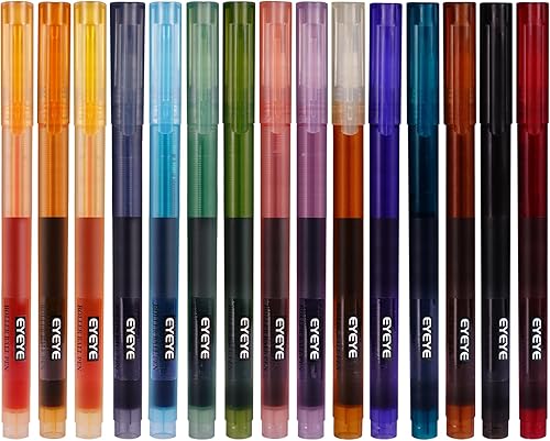 Bolígrafos de gel de tinta líquida de colores, 15 colores de tinta, 9 Morandi y 6 Dark Vintage, bolígrafos de tinta líquida de punta fina de 0.020